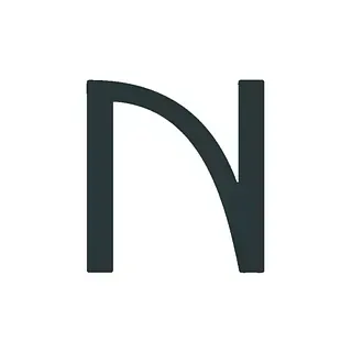 Una letra n negra sobre un fondo blanco.