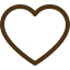 Un icono de corazón marrón sobre un fondo blanco.