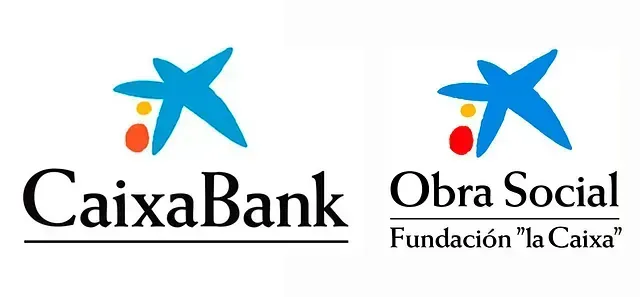 Dos logotipos de Caixabank y Obra Social sobre fondo blanco.