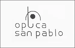 Un logotipo en blanco y negro para óptica san pablo.