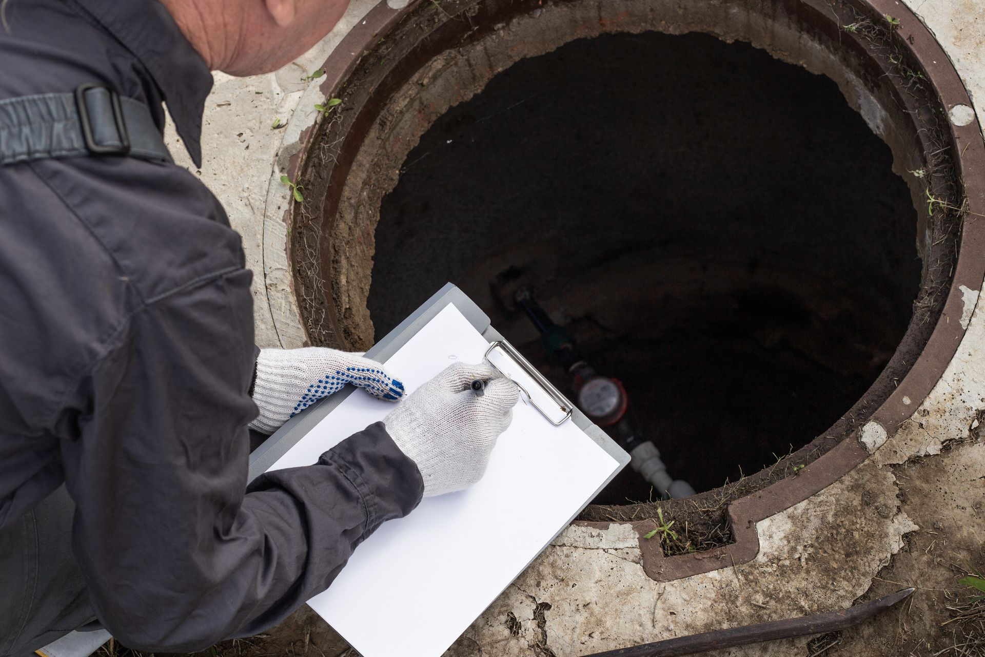 Professionnel regardant un compteur d'eau