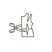 Un par de tijeras está cortando un trozo de tela.