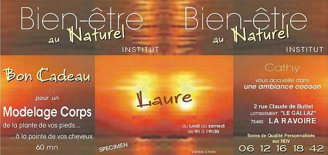 Bon personnalisé pour un modelage du corps - Bien-être au Naturel à Chambéry, institut de beauté aux soins naturels