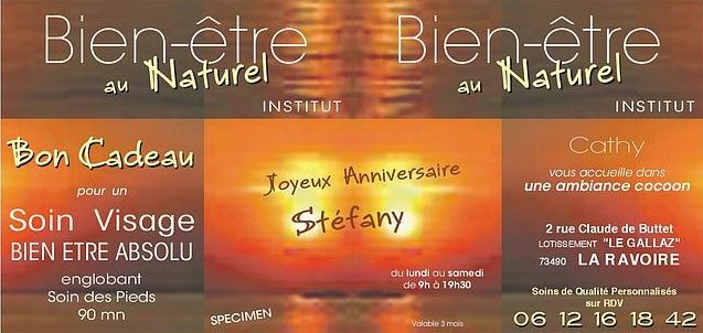 Bon cadeau personnalisé pour un soin du visage - Bien-être au Naturel à Chambéry, institut de beauté aux soins naturels