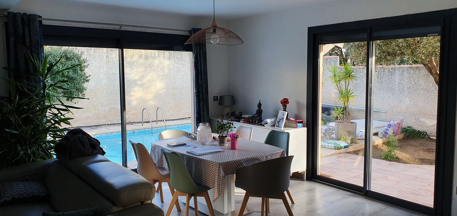 Coulissant aluminium vu de l'intérieur