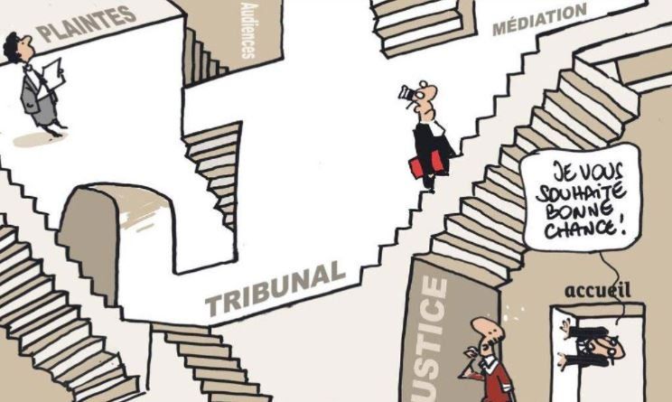 Caricature illustrant la difficulté de traitement du droit français