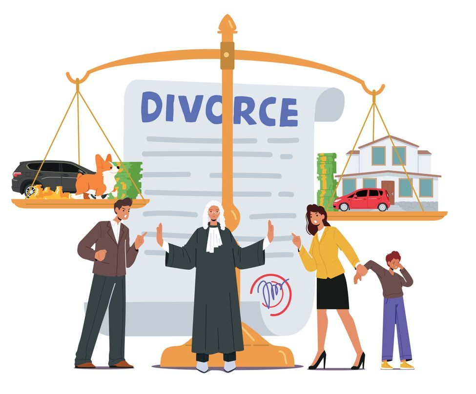 Couple avec un avocat qui les sépare