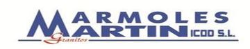 Un logotipo azul y blanco para mármoles martin.