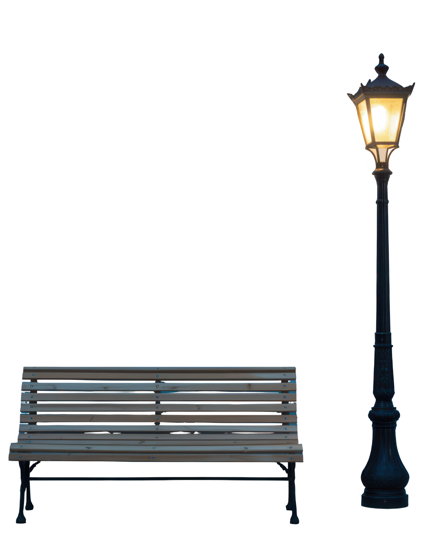 Un banc et un lampadére