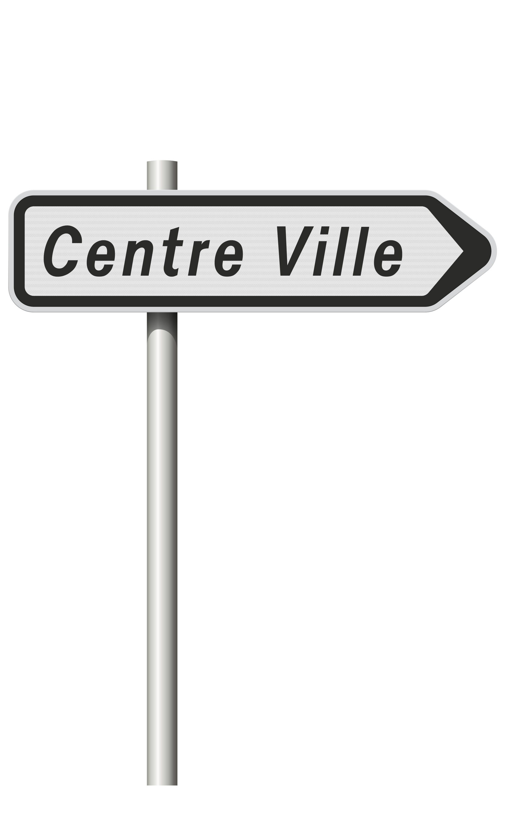 Un panneau directionnel indiquant le centre-ville