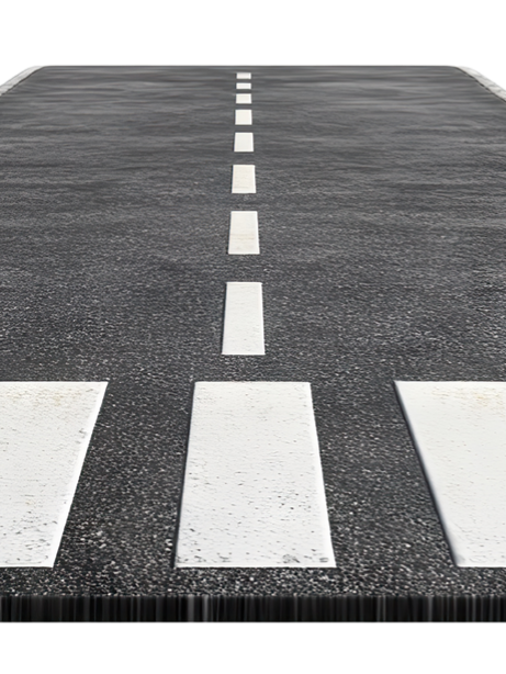 Des bandes blanches sur une route
