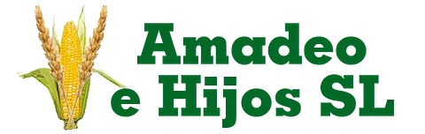 Un logotipo para Amadeo e Hijos SL con mazorcas de maíz.