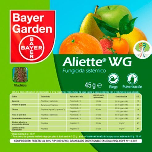 Un paquete de bayer garden aliette wg 45g