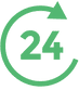 Un círculo verde con el número 24 y una flecha dentro.