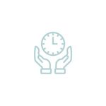 Ein Liniensymbol mit zwei Zeigern, die eine Uhr halten.
