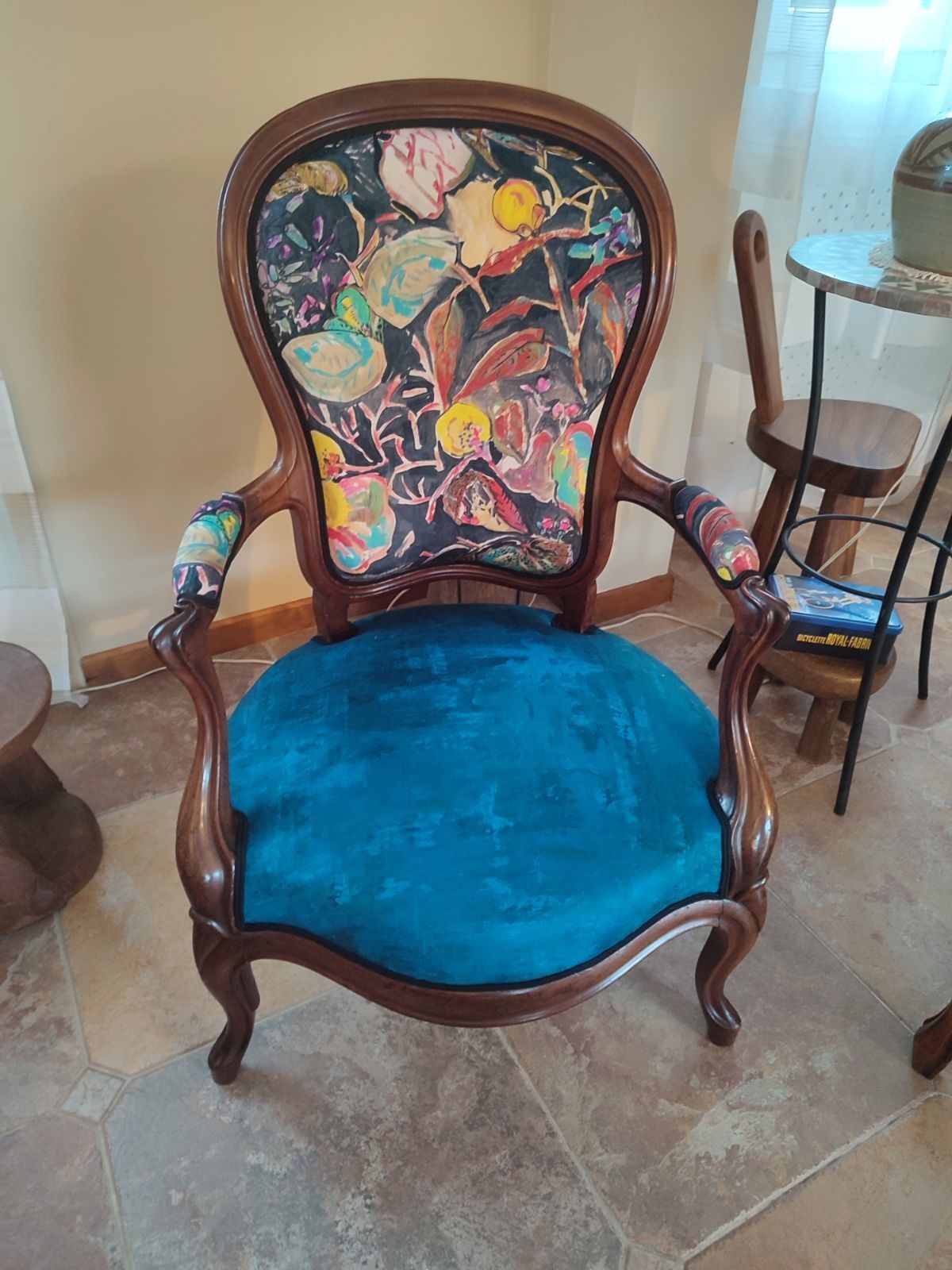 Fauteuil avec assise bleu