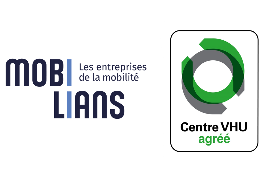 Logotypes MOBILIANS et Centre VHU agréé.