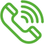 Icône de combiné téléphonique vert avec des ondes de signal sur fond blanc