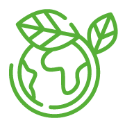 Contour vert d'un globe terrestre avec des feuilles, symbolisant la durabilité environnementale.