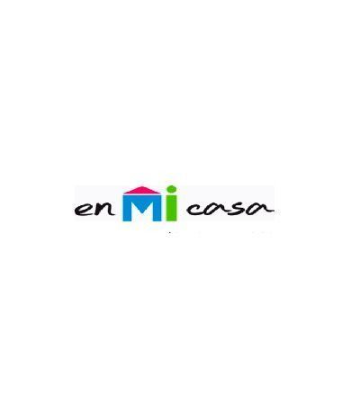 Un logotipo colorido para en mi casa sobre un fondo blanco.