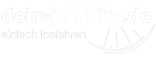Firmenlogo „dein-jobbike.de“ in Dunkelblau und Grün mit dem Slogan „einfach losfahren“ und einem stilisierten Fahrradradbogen.
