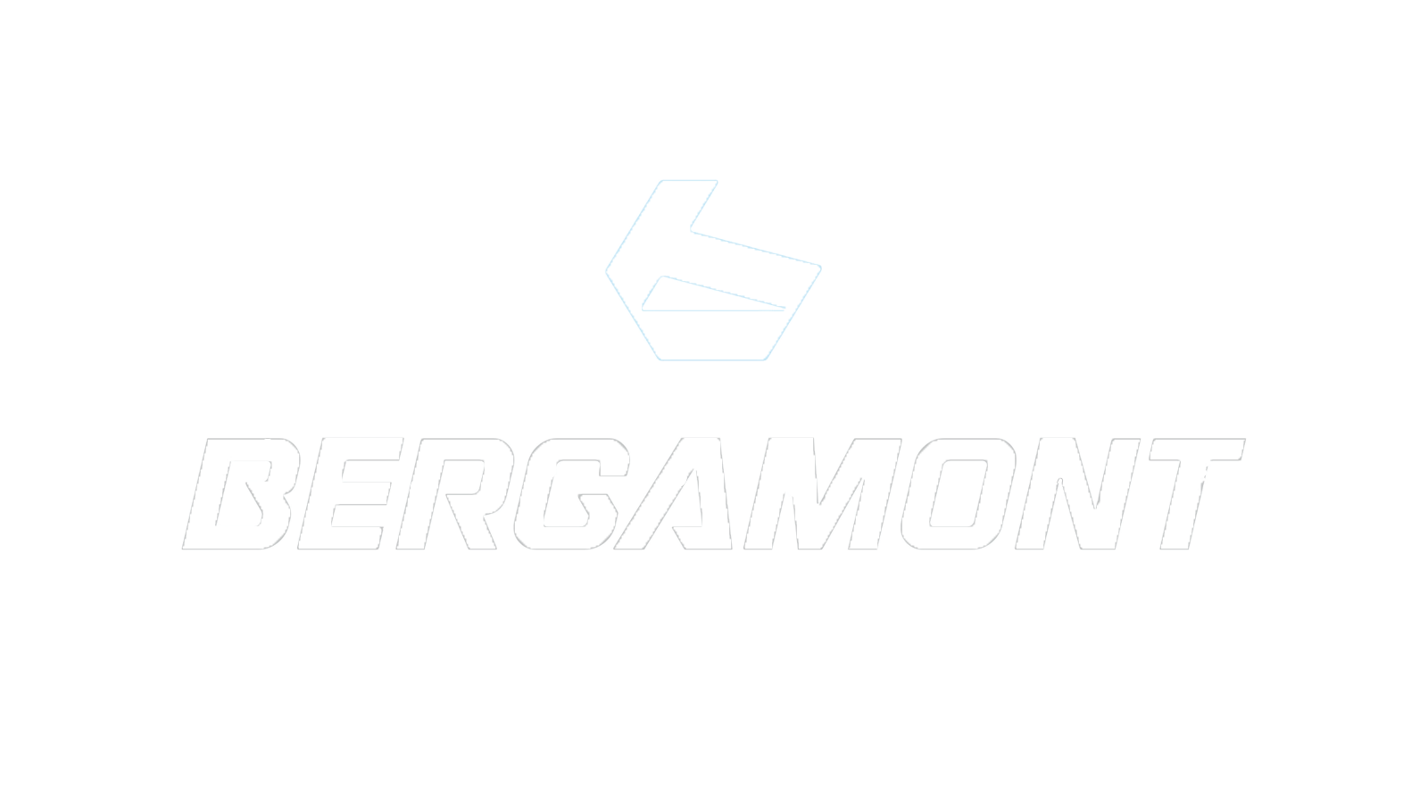 Weißes Bergamont-Markenlogo mit einem stilisierten „B“-Symbol über dem Wort „BERGAMONT“ in fetter, kursiver Schriftart.