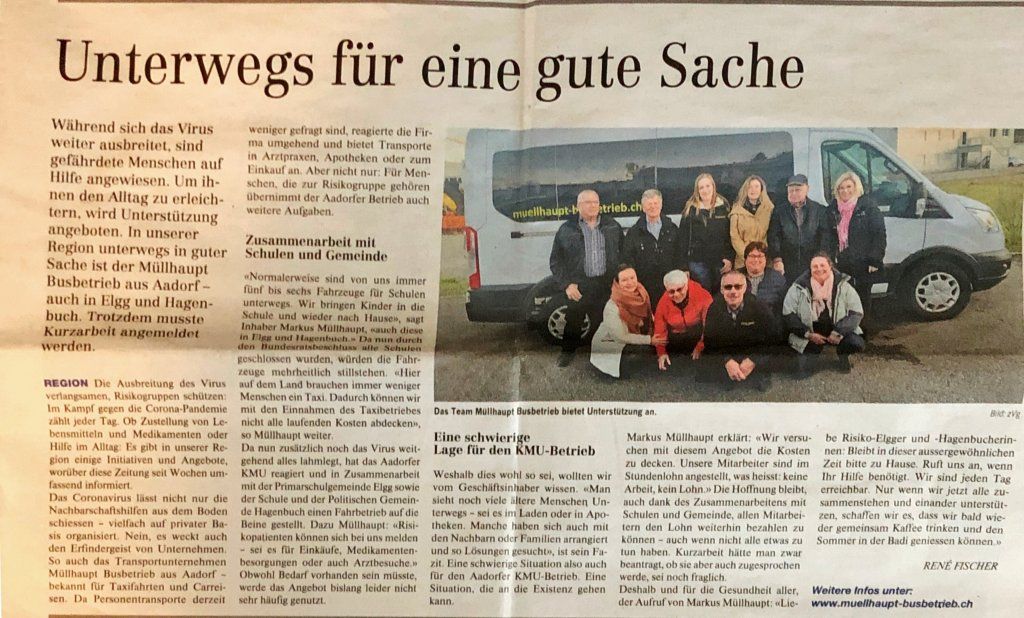 Müllhaupt  Busbetrieb
Taxi & Carreisen  Aadorf