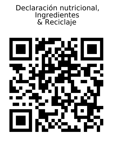 It is a qr code that says declaracion nutricional , ingredientes & reciclaje.