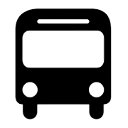 Un icono negro que muestra la vista frontal de un autobús.