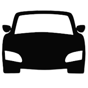 La silueta negra de un coche mirando hacia adelante.