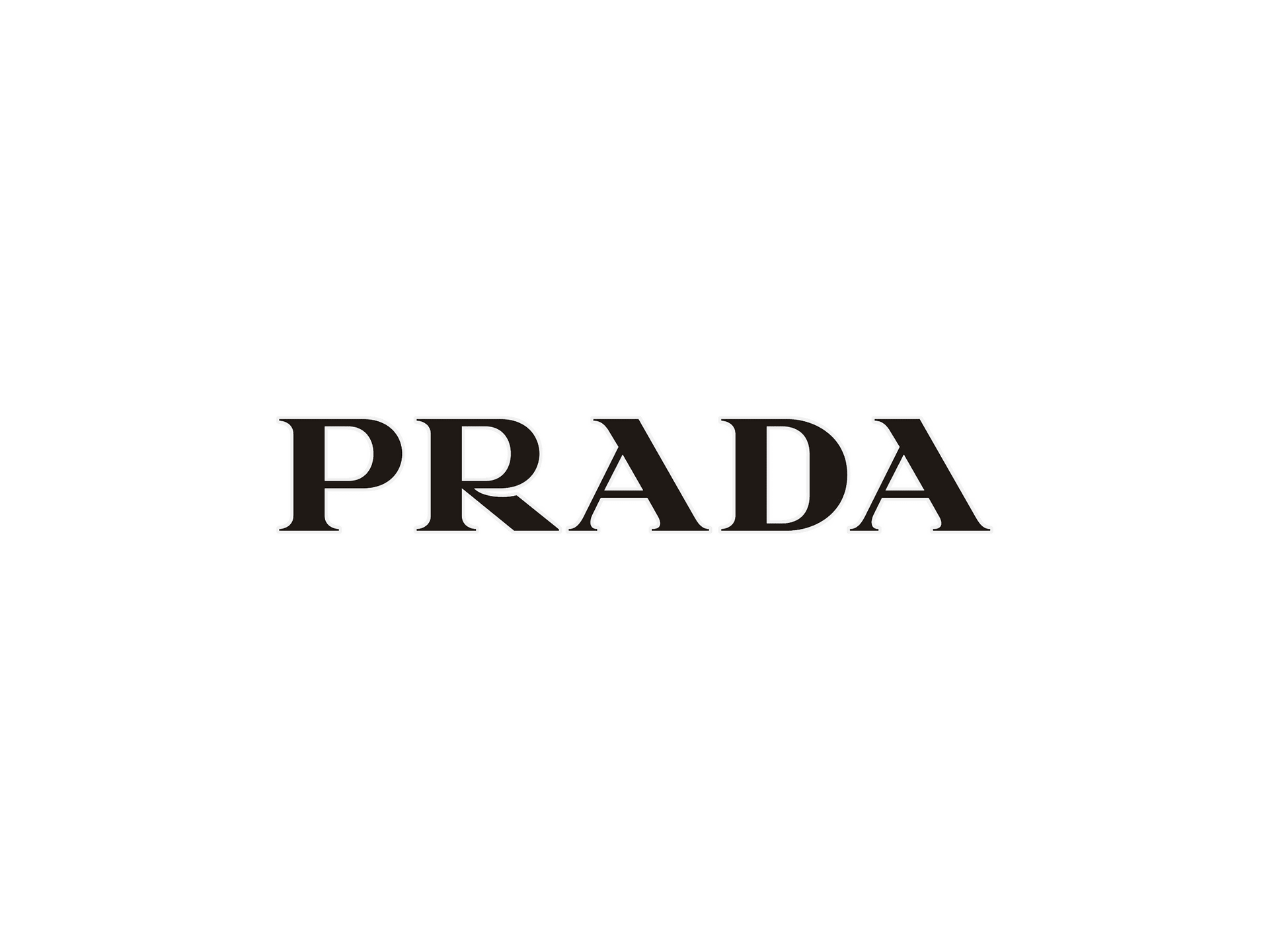 Logotipo da PRADA em preto sobre fundo branco.