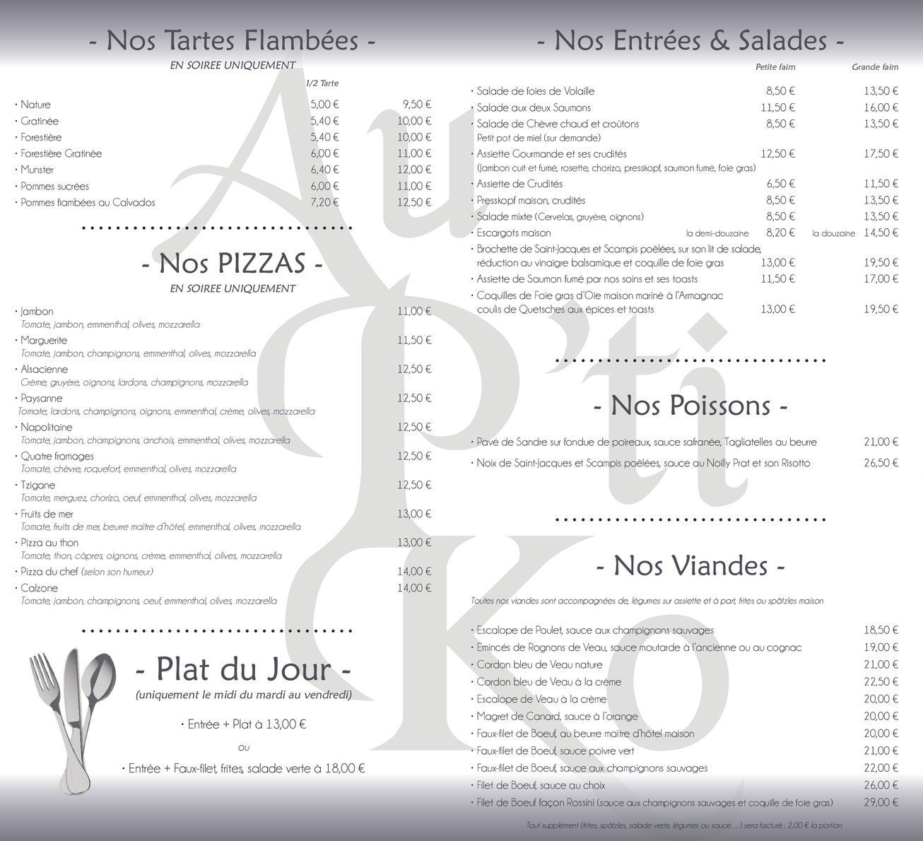 Carte appéritifs