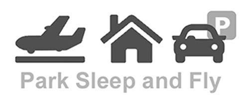 Een zwart-wit logo voor park sleep and fly