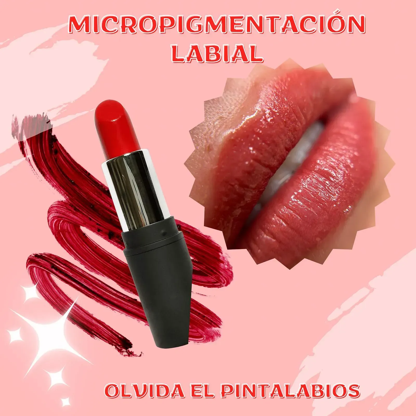 Barra de labios y labios con texto sobre micropigmentación labial.