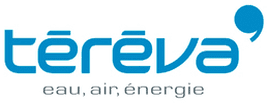 Le logo Téréva en bleu, avec le nom de l'entreprise suivi d'un point bleu et le slogan — eau, air, énergie — en gris en dessous.