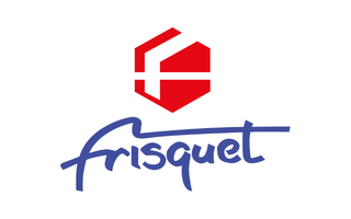 Le logo de Frisquet, composé d'une icône hexagonale rouge contenant un F stylisé blanc au-dessus d'un texte cursif bleu.