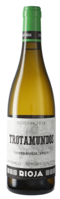 Una botella de vino de Rioja con tapón verde