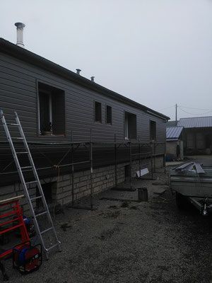 Chantier 2, isolation extérieure, façade de maison, chantier en cours