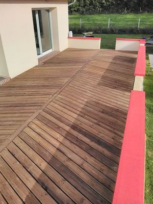 Aménagement extérieur, pose des lames bois