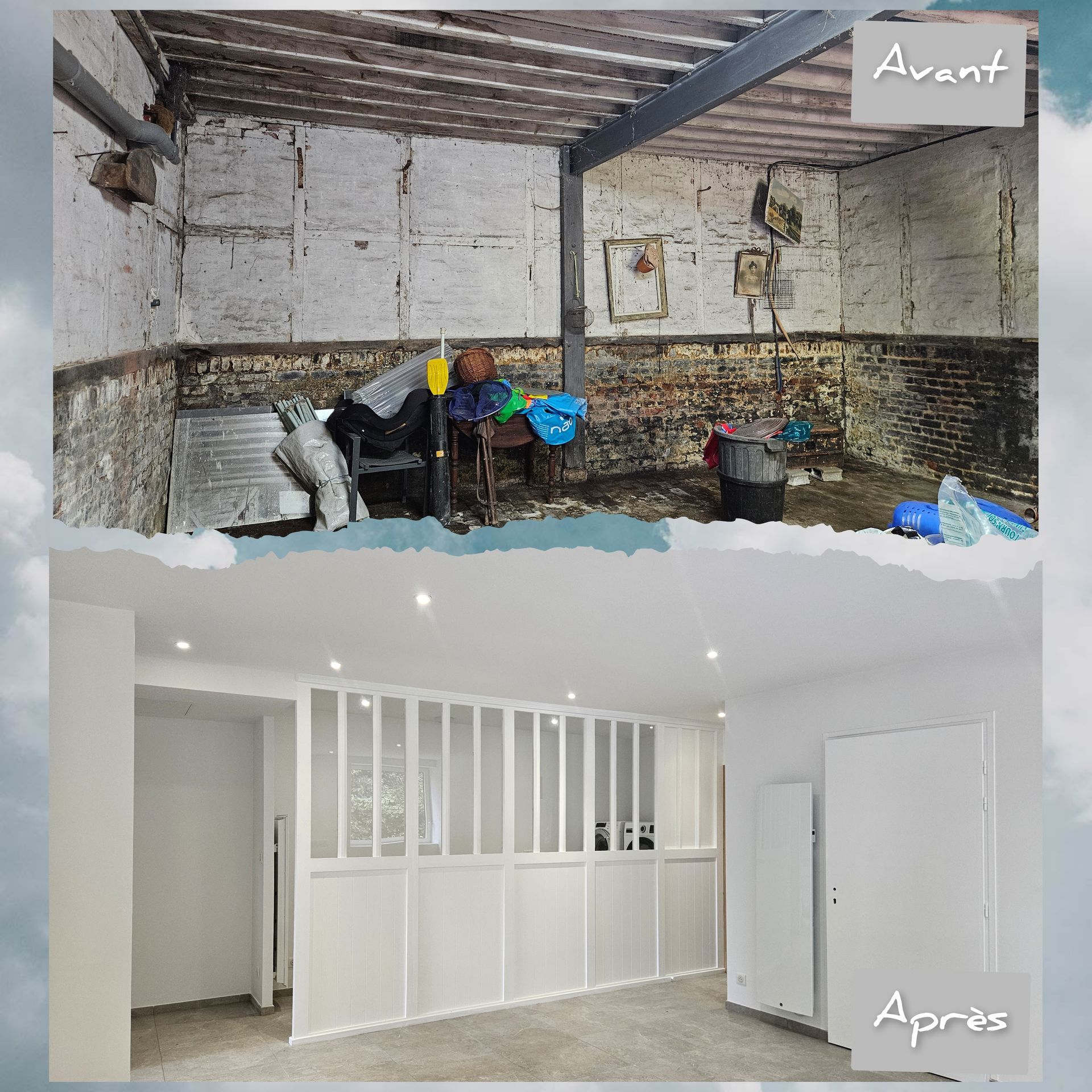 Avant et après la transformation d'une pièce