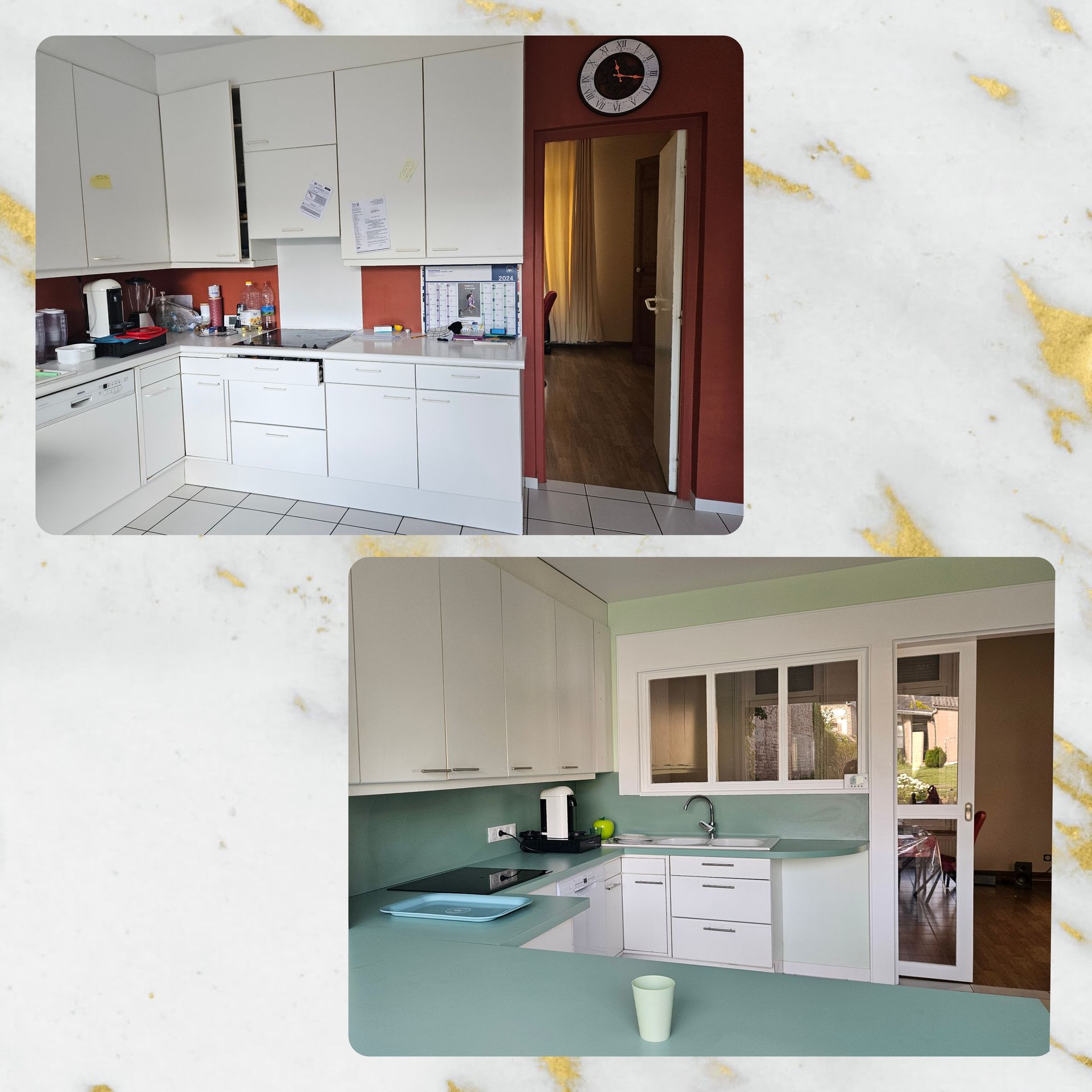 Avant/après de la rénovation d'une cuisine