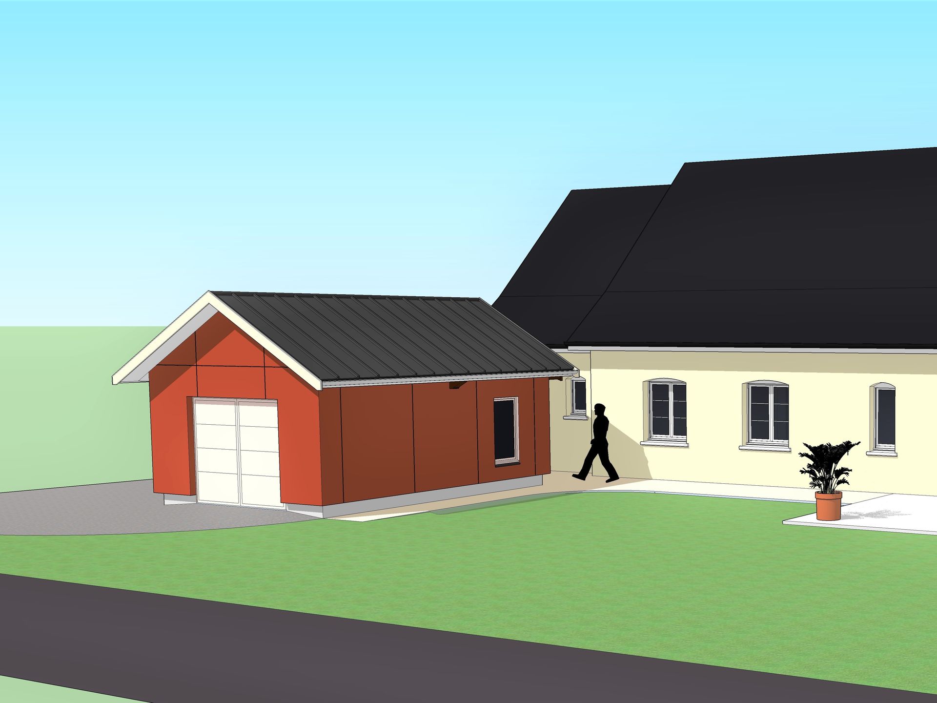 Vue 3D d'un extérieur avant travaux