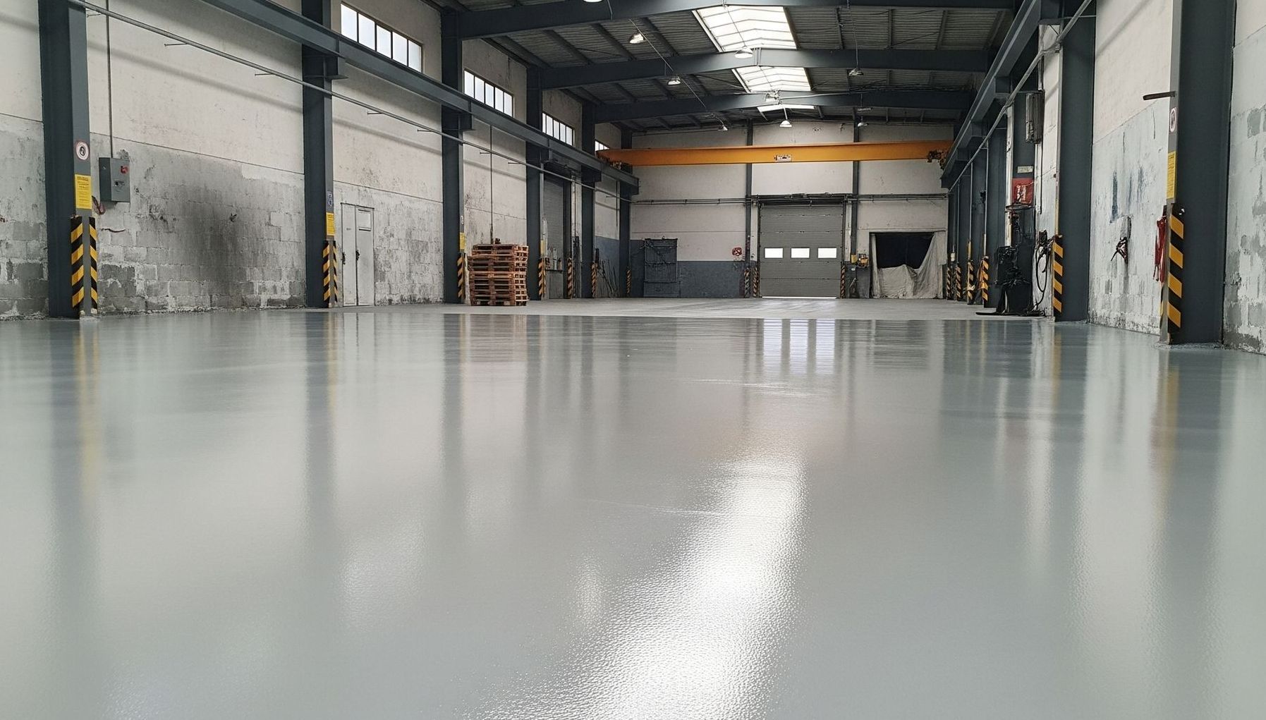 Hay una escalera y un rodillo de pintura en la habitación.