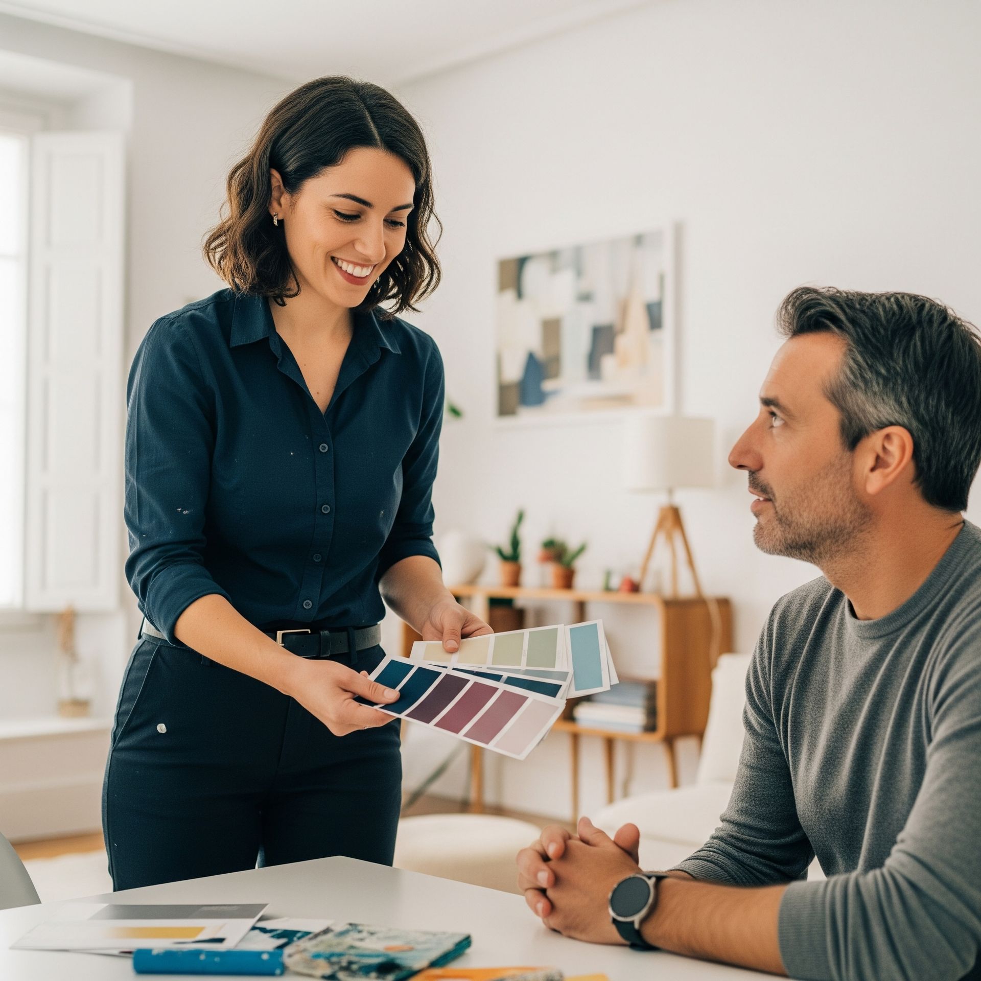Una mujer y dos niños están sentados en un sofá en una sala de estar.