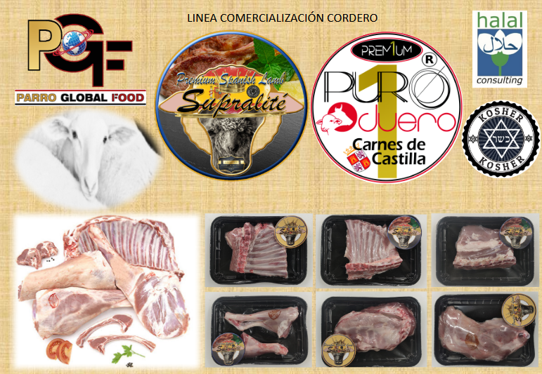 Una variedad de productos cárnicos, incluido el cordero puro.