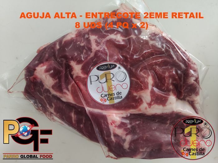 Un trozo de carne en una bolsa de plástico que dice puro.