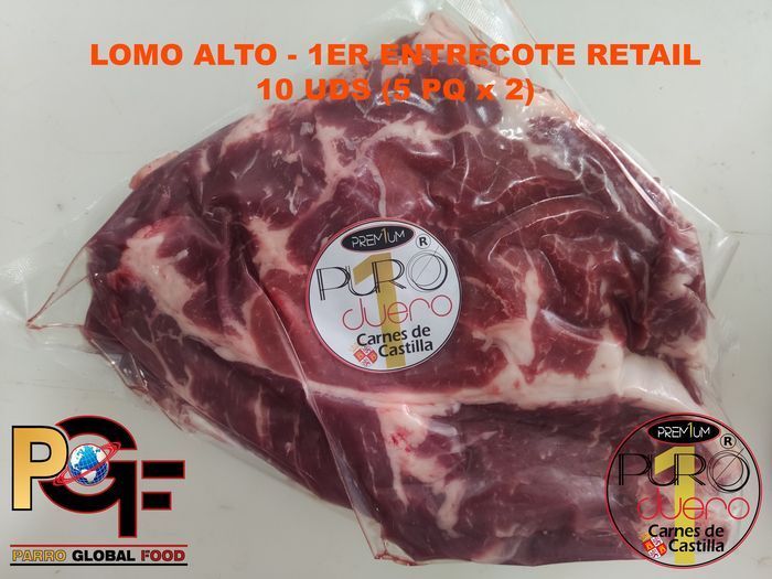 Un trozo de carne en una bolsa de plástico que dice puro.
