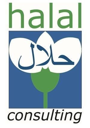 Un logotipo para consultoría halal con una flor en el medio.