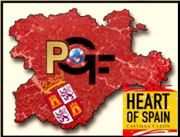 Un logotipo de corazón de España con un mapa de España
