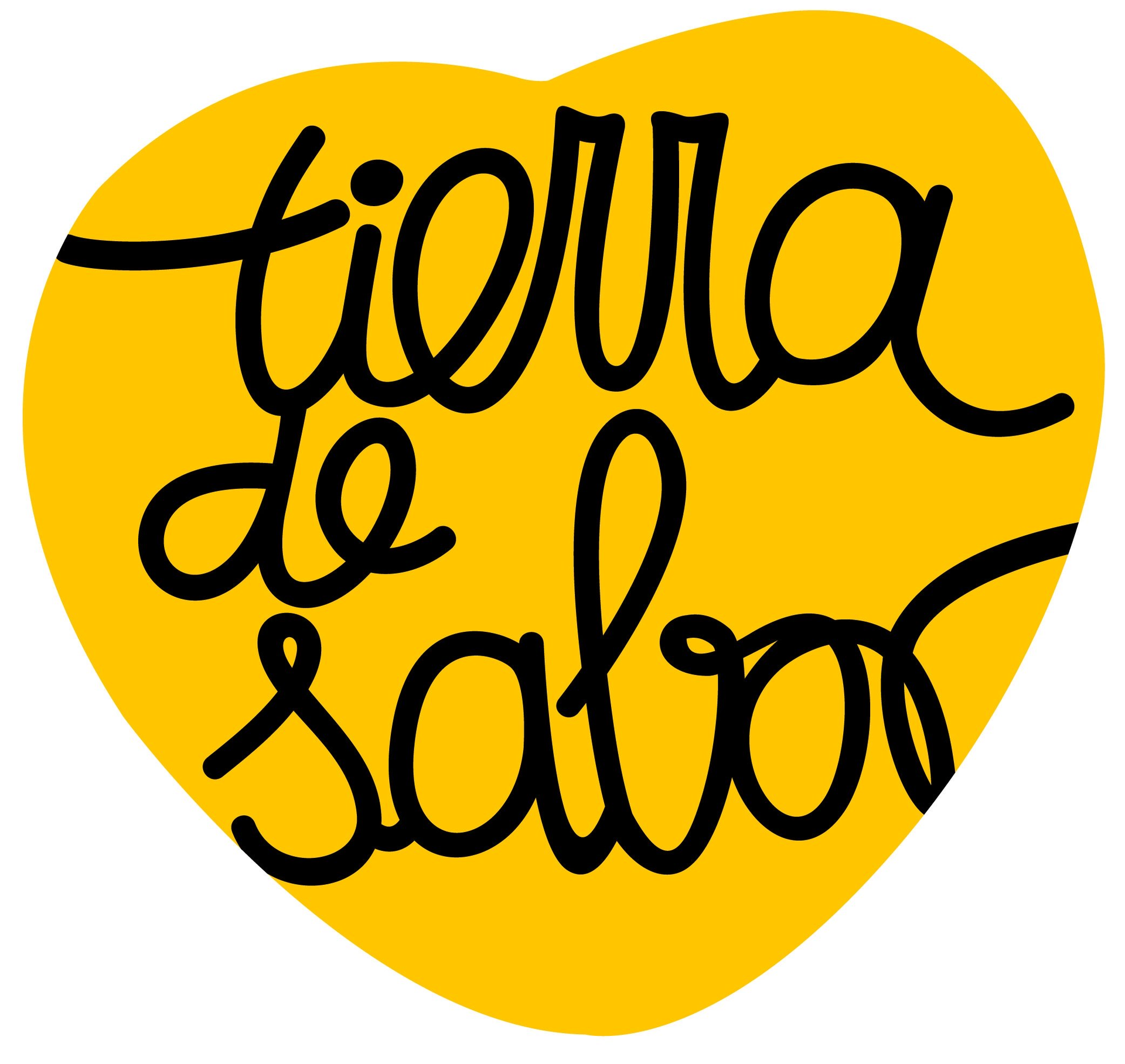 Un corazón amarillo con las palabras tierra de sabor escritas en él.